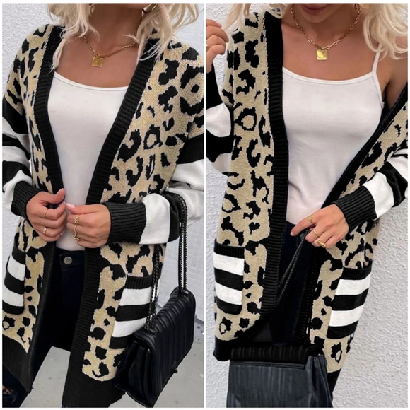 Prowl & Chill Leopard Cardigan - Black - Picture 1 of 4